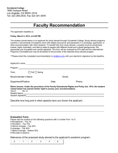 Faculty Recommendation 1600 Campus Road Los Angeles, CA 90041-3314