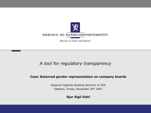 A tool for regulatory transparency Sjur Eigil Dahl