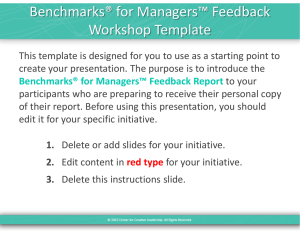 Benchmarks® for Managers™ Feedback Workshop Template