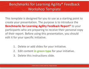 Benchmarks for Learning Agility® Feedback Workshop Template