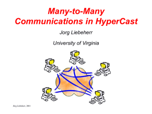 Many-to-Many Communications in HyperCast Jorg Liebeherr University of Virginia