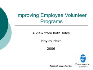 Improving Employee Volunteer Programs A view from both sides Hayley Hext