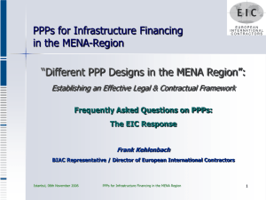 “Different PPP Designs in the MENA Region”: PPPs for Infrastructure Financing