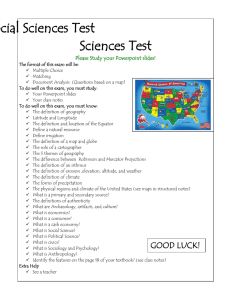 Geography and the Social Sciences Test Sciences Test