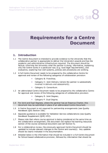 8 QHS SB Requirements for a Centre Document