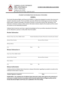 FERPA STUDENT AUTHORIZATION FOR RELEASE OF RECORDS