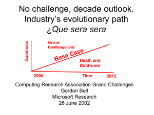 No challenge, decade outlook. Industry’s evolutionary path Que sera sera