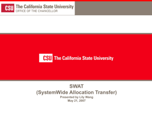 SWAT (SystemWide Allocation Transfer) 1 Presented by Lily Wang
