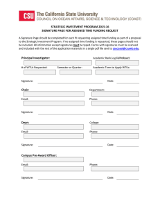 STRATEGIC INVESTMENT PROGRAM 2015-16 SIGNATURE PAGE FOR ASSIGNED TIME FUNDING REQUEST