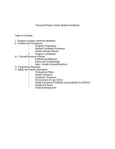 Personal Fitness Trainer Student Handbook Table of Contests