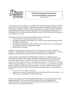 Child Development Department Lab and Field Work Agreement