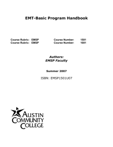 EMT-Basic Program Handbook ISBN: EMSP1501U07 Authors: