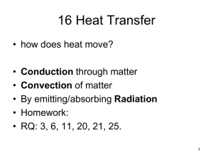 16 Heat Transfer • how does heat move? Conduction Convection