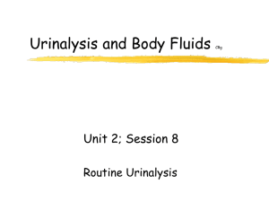 Urinalysis and Body Fluids Unit 2; Session 8 Routine Urinalysis CRg