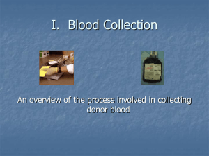 I.  Blood Collection donor blood