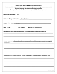 Dewar COE Meeting Documentation Form