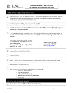 SUPERVISOR ORIENTATION CHECKLIST FOR THE NEW SPA PERMANENT EMPLOYEE