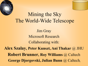 Mining the Sky The World-Wide Telescope Alex Szalay Robert Brunner
