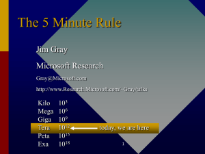 The 5 Minute Rule Jim Gray Microsoft Research Kilo