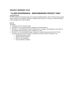 “CLASS GOVERNANCE – BENCHMARKING PROJECT 2008 “  PROJECT WORKING TITLE