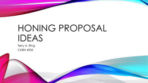 HONING PROPOSAL IDEAS Terry A. Ring CHEN 4905