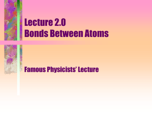 Lecture 2.0 Bonds Between Atoms Famous Physicists’ Lecture