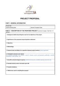 PROJECT PROPOSAL  PART I - GENERAL INFORMATION