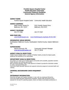 Franklin Square Hospital Center Health Education Internship Community Fieldwork Handbook General Agency Information