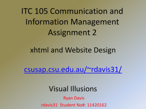 ITC 105 Communication and Information Management Assignment 2 xhtml and Website Design