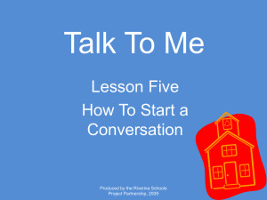 Talk To Me Lesson Five How To Start a Conversation