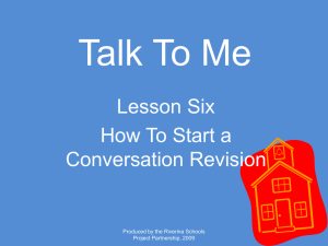 Talk To Me Lesson Six How To Start a Conversation Revision