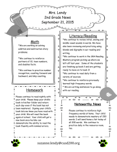 Mrs. Lendy 2nd Grade News September 21, 2015 Literacy/Reading