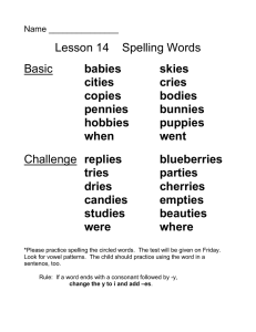Lesson 14    Spelling Words  replies babies