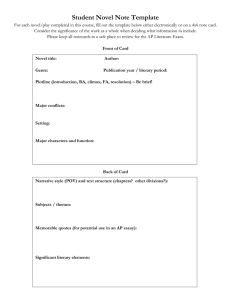 Student Novel Note Template