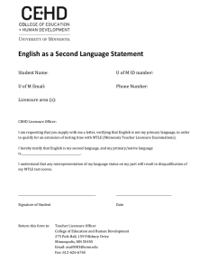 English as a Second Language Statement  Student Name: