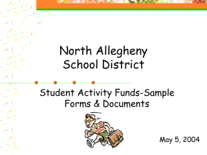 North Allegheny School District Student Activity Funds-Sample Forms &amp; Documents