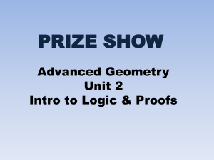 PRIZE SHOW Advanced Geometry Unit 2 Intro to Logic &amp; Proofs