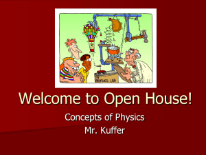 Welcome to Open House! Concepts of Physics Mr. Kuffer