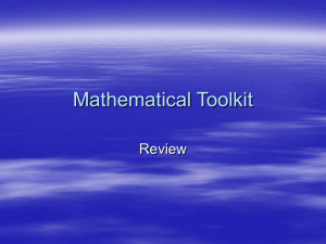 Mathematical Toolkit Review