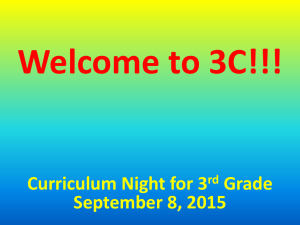 Welcome to 3C!!! Curriculum Night for 3 Grade September 8, 2015
