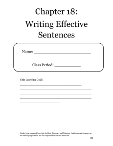 Chapter 18: Writing Effective Sentences