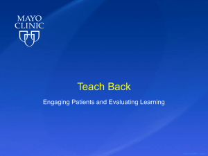 Teach Back Engaging Patients and Evaluating Learning