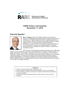 RARE Action Learning Day November 11, 2013 Keynote Speaker
