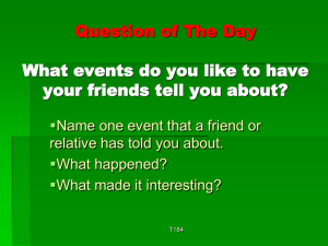 Question of The Day What events do you like to have 