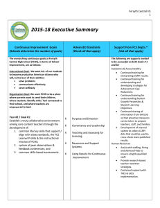 2015-18 Executive Summary  Continuous Improvement  Goals AdvancED Standards