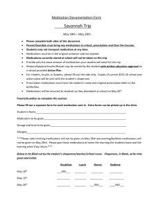Savannah Trip  Medication Documentation Form May 18th – May 20th