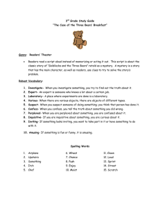 3 Grade Study Guide “The Case of the Three Bears’ Breakfast”