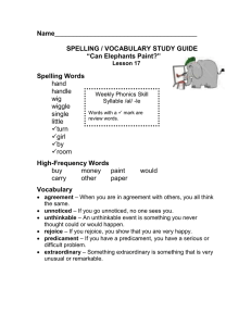 Name SPELLING / VOCABULARY STUDY GUIDE “Can Elephants Paint?”
