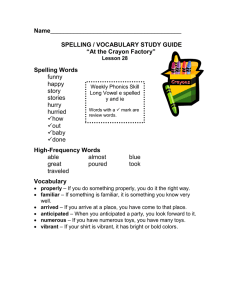Name SPELLING / VOCABULARY STUDY GUIDE “At the Crayon Factory”