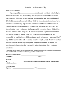 Relay for Life Permission Slip